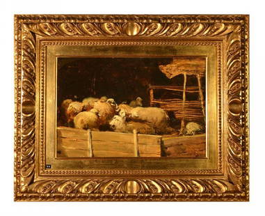 Delleani Lorenzo: The fold, oil painting, cm 25x37, signed right downward, label of Galleria Fogliato, Torino