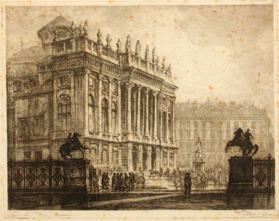 Francesco Mennyey: "Palazzo Madama, Turin", Cm 37,5x48, Etching, Signed Right Downward, Entitled Left Downward.