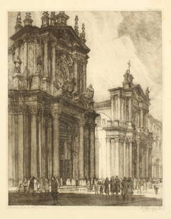 Francesco Mennyey: "San Carlo E Santa Cristina", Cm 50x39, Etching, Signed Right Downward, Entitled Left Downward, Numbered Right Upward.