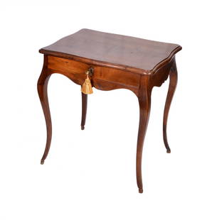 Small table: Small walnut table with drawer, Piedmont, XVIII century, cm 65x62x47
