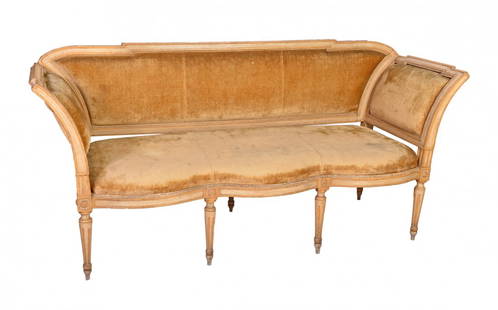 Sofa: Sofa, lacquered and golden wood, Piedmont, XVIII century, cm 215x70x100