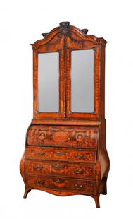 Trumeau: Extraordinary dutch trumeau, walnut with inlay of various essences, mid XVIII century, cm 250x107x57