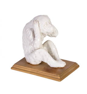 Porcelain: Group of Saxe porcelain representing a monkey, H cm 13 cm