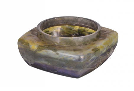 Daum France: Signed Daum France bowl made of acid worked glass, early 1900's, cm 8x25x25