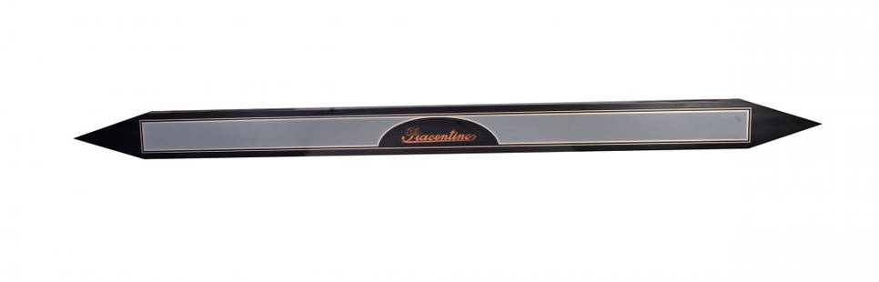 Piacentino Gianni: Black-indigo and gray-blue point shaped bar with copper signature 1970-1975, cm 250x16x8 , bibliography: Gianni Piacentino, Painting and sculpture 1965-1981, R. Onnasch collection, Berlin, pg. 85;