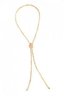 Damiani: Rise and fall neck lace made of yellow gold with brilliants ct. 0,54, rubins ct. 0,55 and sapphires ct. 0,26, weight gr.86