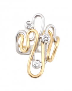 Cirio: Ring "Miss" Made Of White And Yellow Gold With Diamonds Brillant Cut Ct.0,32 Weight Gr.8,12