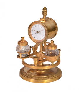 Pendulum clock: Little pendulum clock of golden bronze, Carlo X style, H cm 30