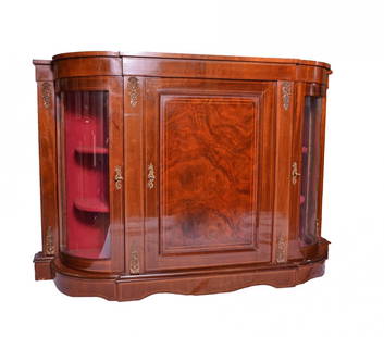 Credenza: Wooden credenza with three doors with golden bronze, France, late XIX century, cm 103x135x40