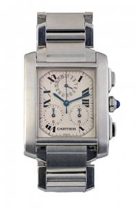 Cartier: Tank Francaise Chrono Reflex made of steel with bracelet and original box and warranty