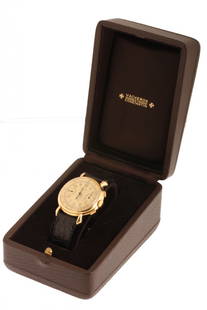 Vacheron & Constantin: Chronograph Breguet with two counters made of yellow gold, sides in shape of a spider, face with number, with the original case, 1950's, diameter mm 35
