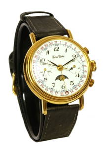 Lucien Rochat: Chronograph made of yellow gold, 1990's, diameter mm 37