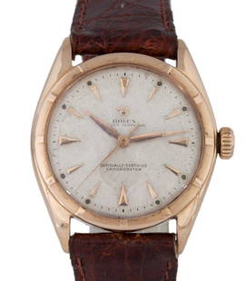 Rolex: Oyster Perpetual ref. 6085 mod. Ovoncino, made of pink gold 1950's, diameter mm 33