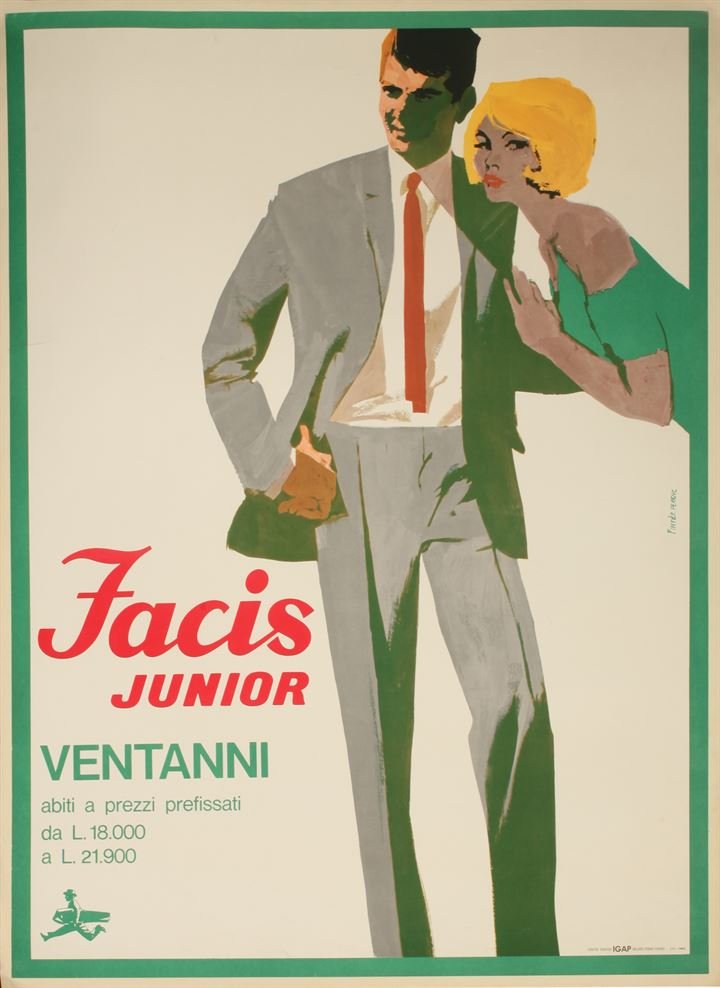 Facis Junior Ventanni: Pinter Ferenc, Facis Junior Ventanni, Offset by Igap, Milan Rome Turin, 1963, cm 140x100