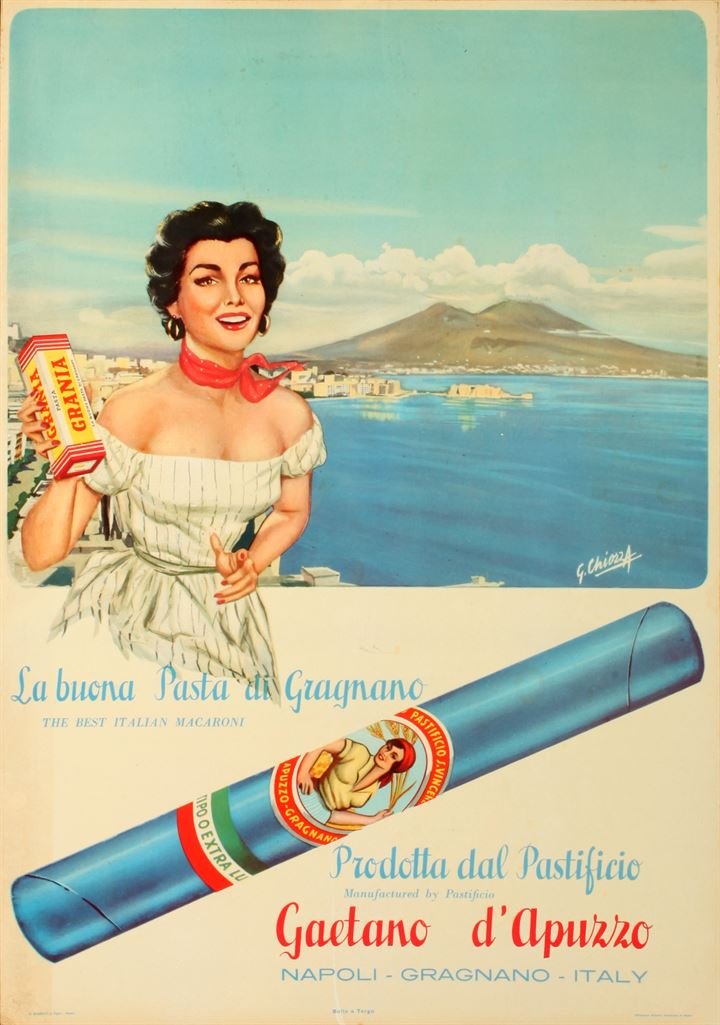 Gaetano D’apuzzo - Pasta grania - Gragnano: Chiozza, Gaetano D’apuzzo - Pasta grania - Gragnano, 1950, cm 33x48