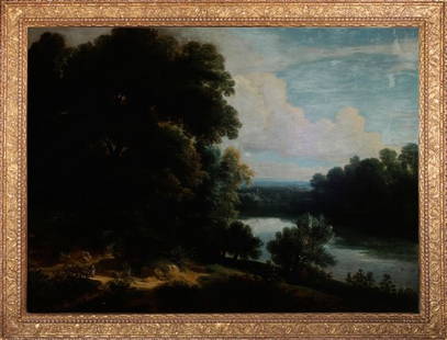 JACQUES D'ARTHOIS: River landscape, 87x117cm, oil on canvas