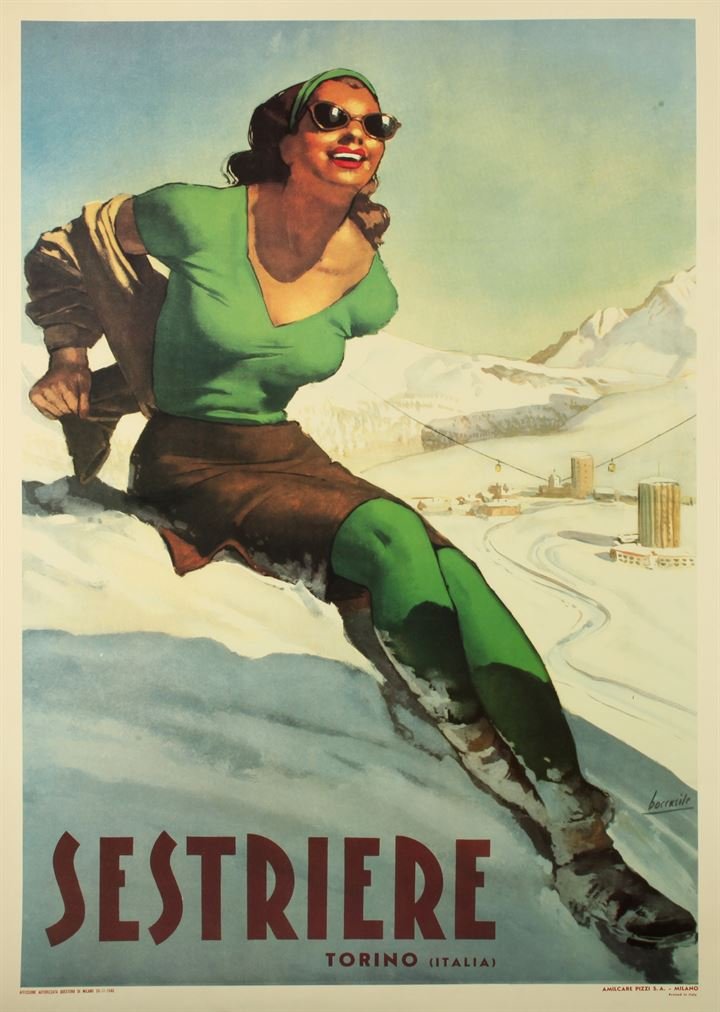 BOCCASILE GINO (1901 - 1952) Sestriere: cm 98x68, manifesto litografico telato