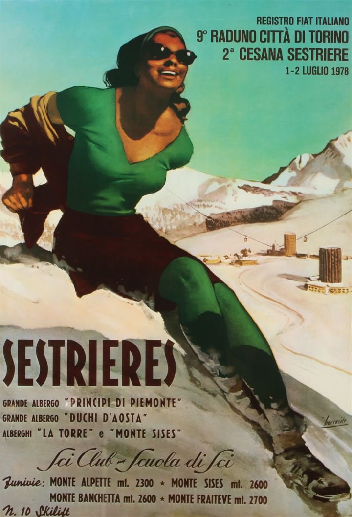 BOCCASILE GINO (1901 - 1952) Sestriere 1978: cm 94x64, manifesto litografico
