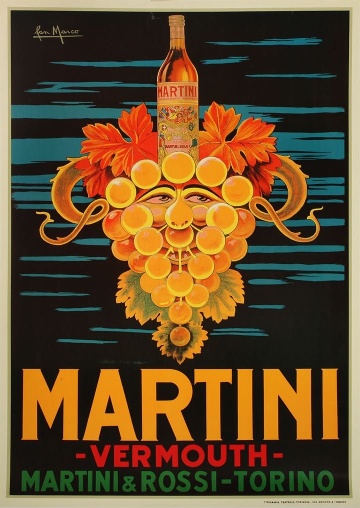 MANIFESTO Martini & Rossi: cm 98x68 manifesto litografico telato