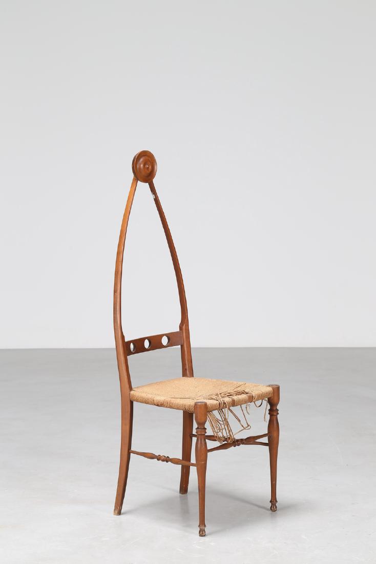 POZZI E VERGA: POZZI E VERGA Sedia in noce e Paglia, produzione Pozzi & Verga anni 50. -. Cm 42,50 x 124,50 x 44,00.