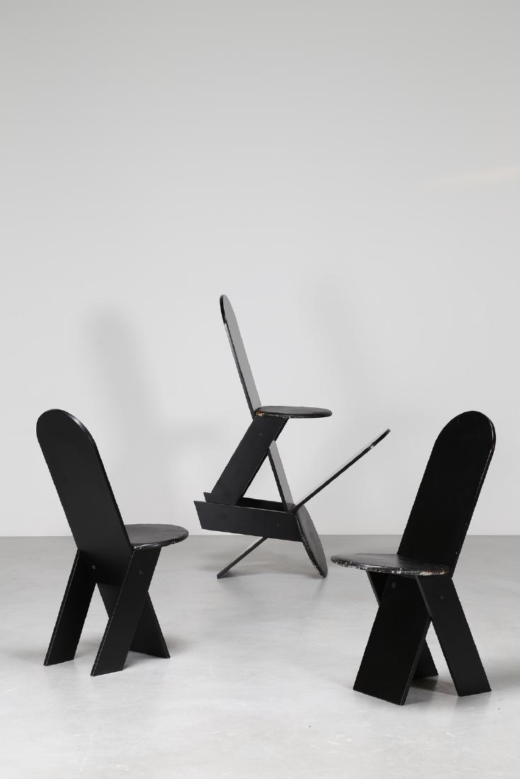MARCO ZANUSO Quattro sedie in legno laccato nero e (1 of 4)