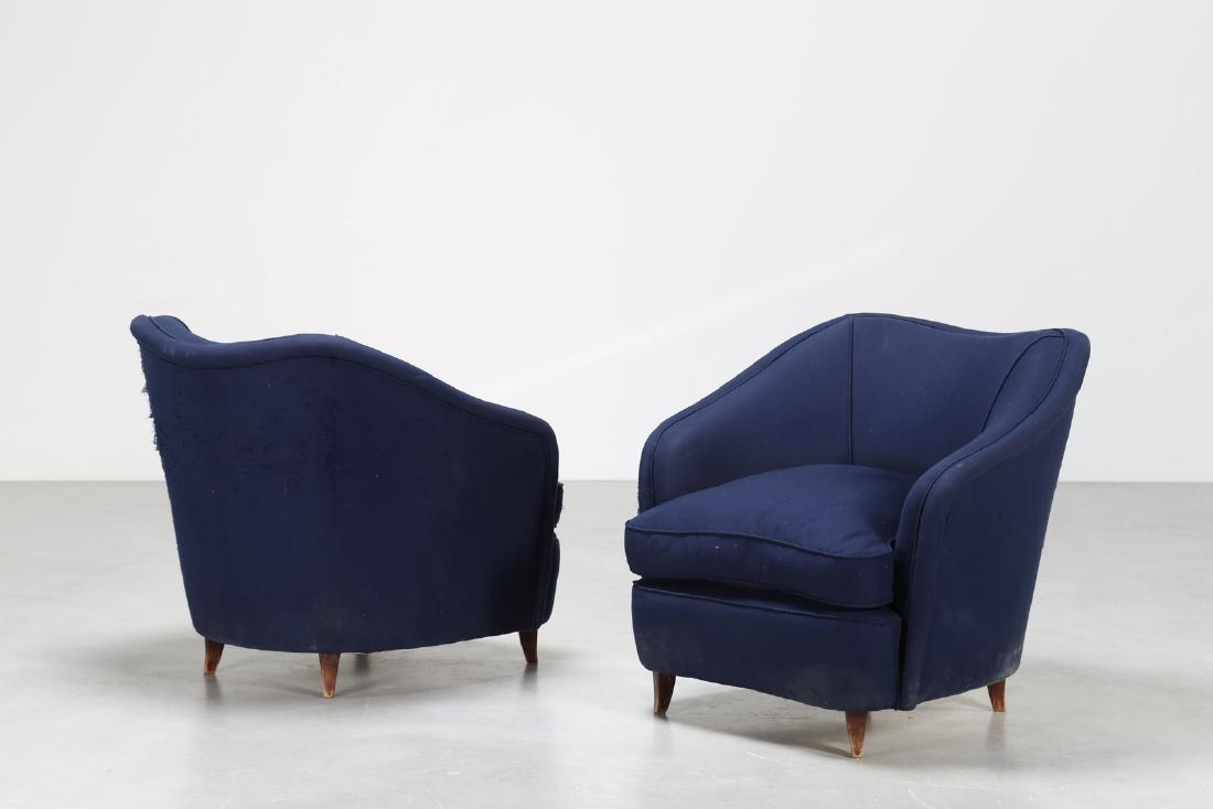 GIO' PONTI Coppia poltrone in legno e tessuto per Casa (1 of 7)