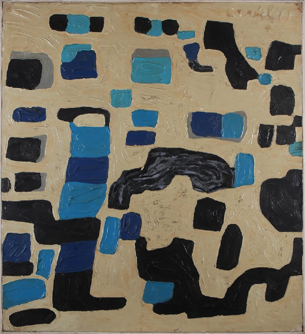 ANTON LUTJERINK (DARTEL) Untitled.: Untitled. 1961. Oil on canvas . Cm 90,00 x 100,00. Signature and year upper right. At the back signature and year. Lights lacks of color.. Frame present