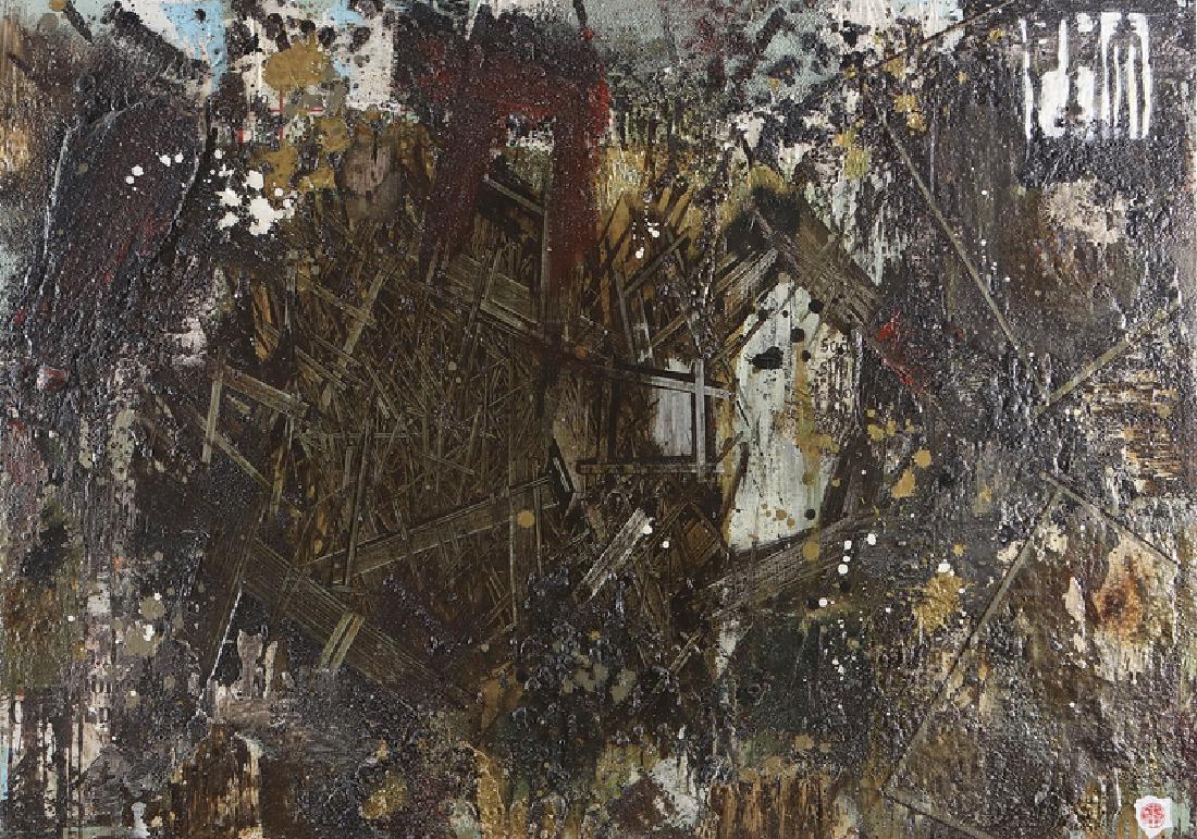 (MARCO GRASSI) PHO T130-B6.: T130-B6. 2008. Mixed media on canvas. Cm 130,00 x 90,00. Signature upper right. At the back: title, signature and year.