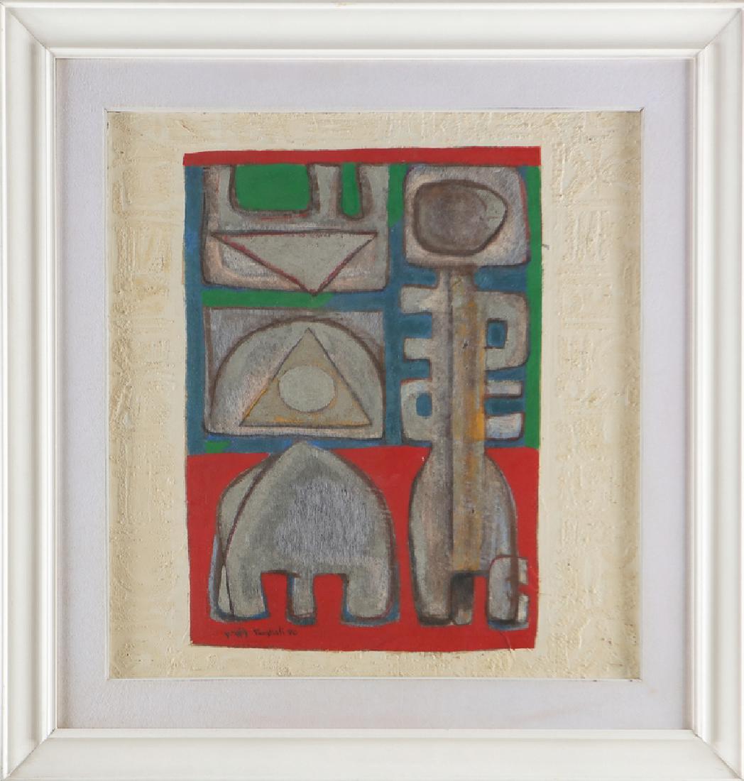FARGHALI ABDEL HAFIZ Untitled.: Untitled. 1970. Mixed nomes on board. Cm 67,00 x 70,00. Signature and year lower left.. Frame present