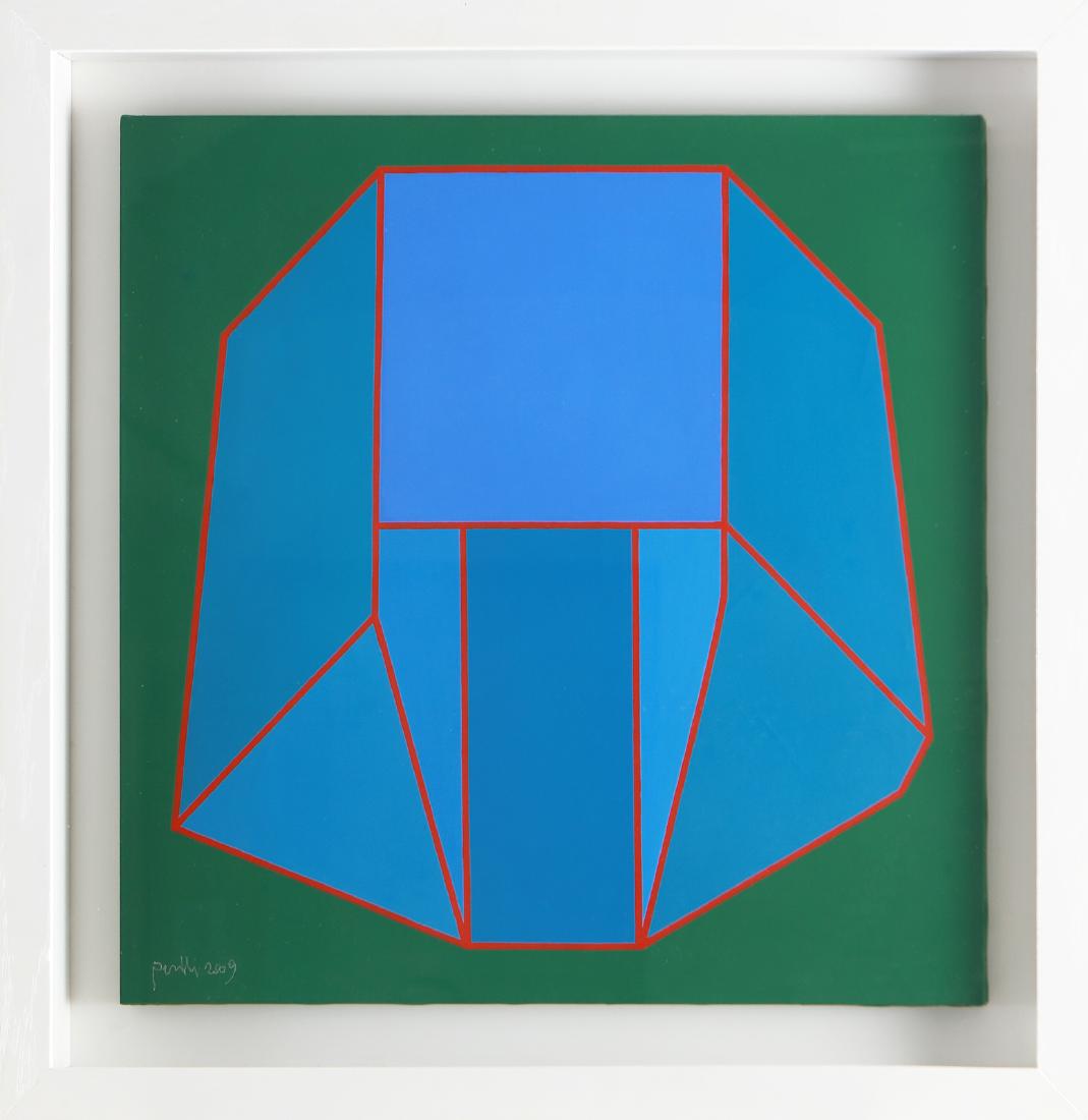 ACHILLE PERILLI ACTIVUZ.: ACTIVUZ. 2009. Mixed media on canvas. Cm 50,00 x 50,00. Signature and year lower left. The work is registered at the Perilli Archives, Rome. Frame present