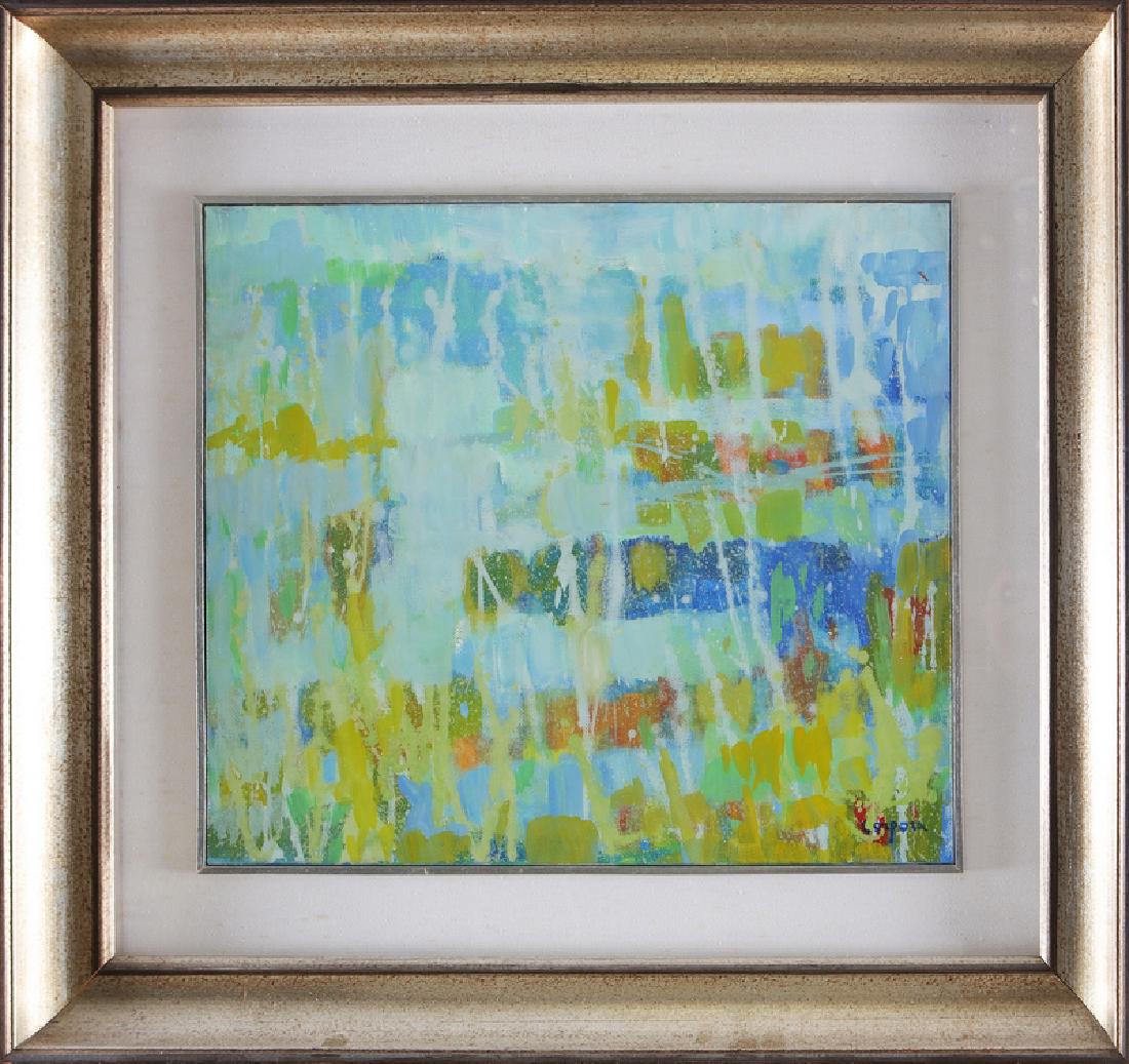 ANTONIO CORPORA Mirage.: Mirage. 1979. Oil on canvas . Cm 38,00 x 46,00. Signature lower right. At the back signature, title, year, and dedication. Antonio Corpora authenticity certificate on photo.. Frame present