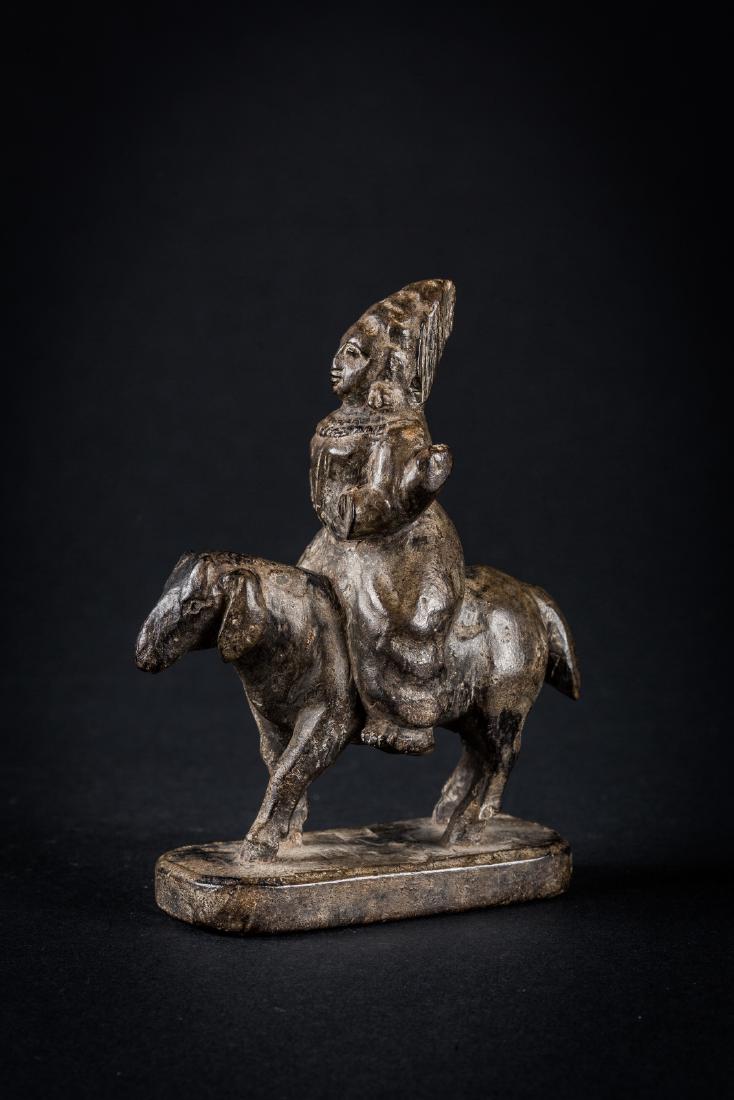 Arte Indiana A wooden sculpture of Agni seated on a: A wooden sculpture of Agni seated on a ram India, 17th century or earlier . . Cm 8,50 x 11,50.