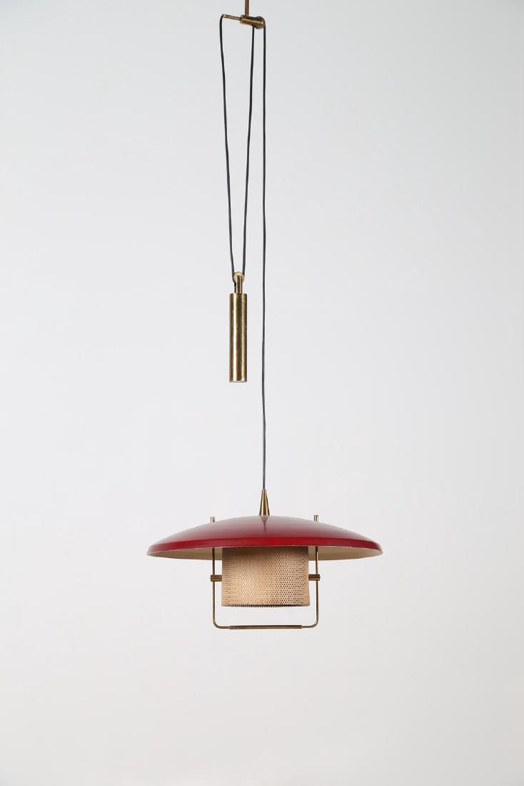 GAETANO SCOLARI Lacquered metal and brass latch lamp, (1 of 2)