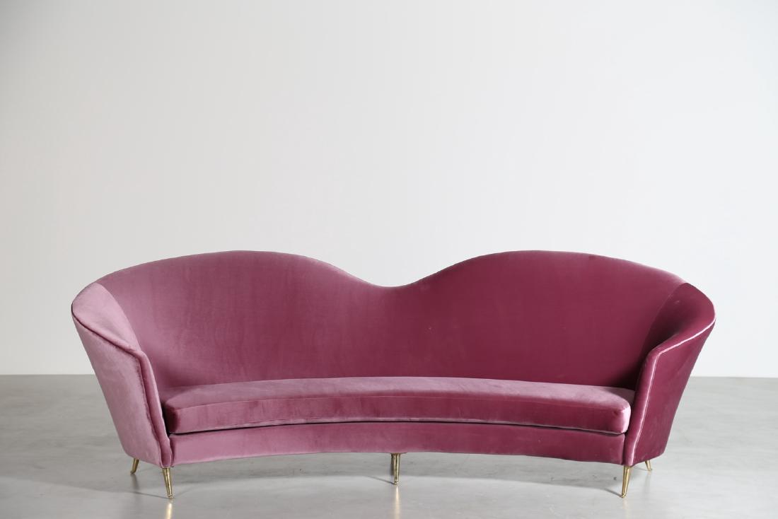 CESARE LACCA Attrib. Woven curved sofÃ  with brass (1 of 5)