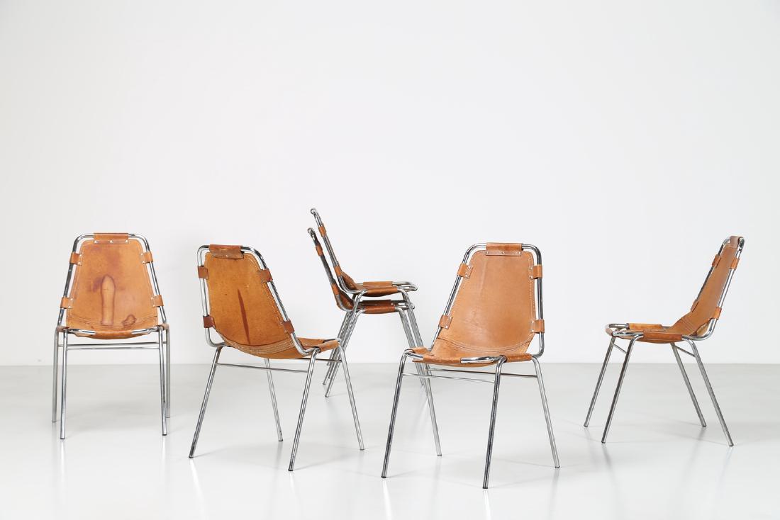 CHARLOTTE  PERRIAND Six chairs with chrome tubular (1 of 6)