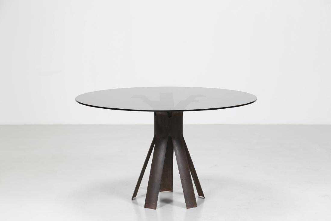 ANGELO MANGIAROTTI Metal dinner table with glass level, (1 of 4)