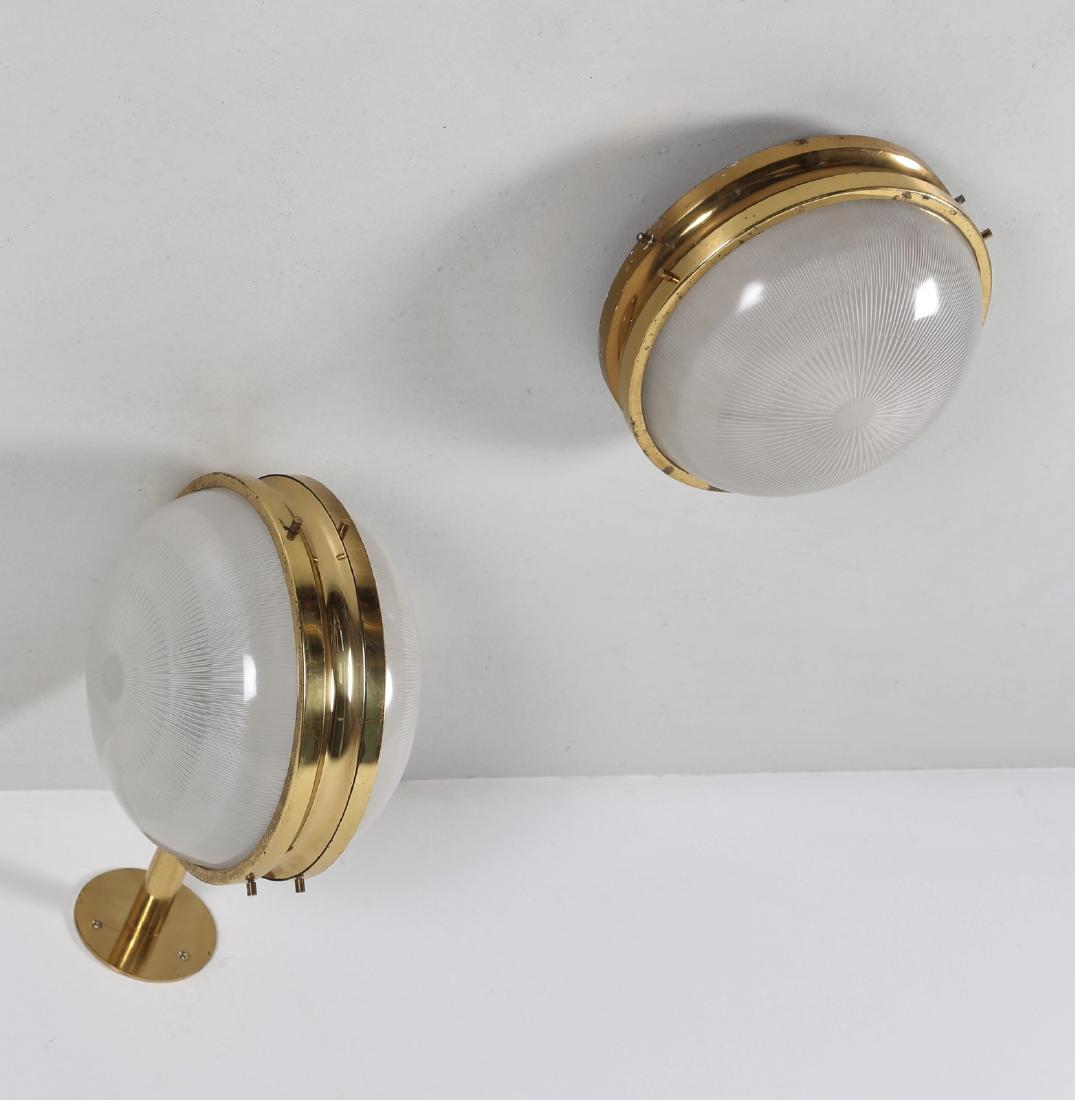 SERGIO MAZZA Due lampade soffitto e parete in ottone e (1 of 4)