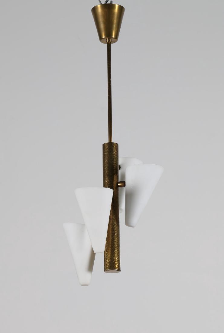 MANIFATTURA ITALIANA  Lampadario in ottone martellato e (1 of 2)