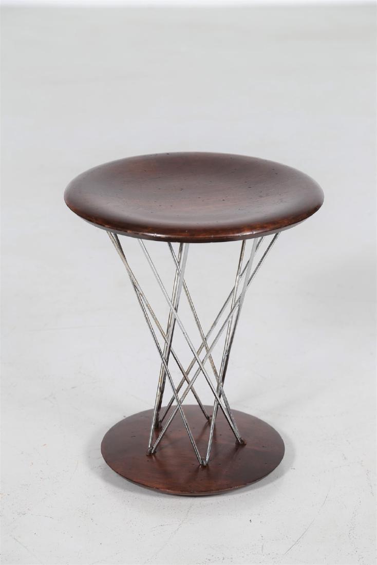 ISAMU  NOGUCHI Sgabello in metallo cromato e legno mod. (1 of 5)
