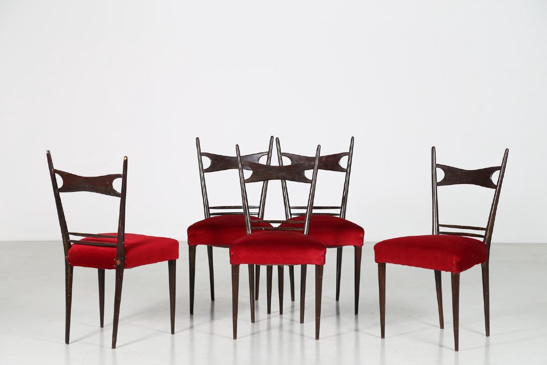 ULDERICO FORNI Cinque sedie in legno e tessuto, anni (1 of 4)