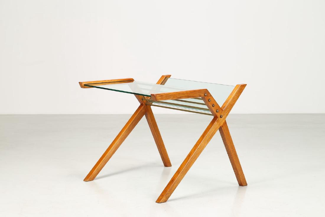 MARCO ZANUSO Scrittoio in rovere, ottone e cristallo, (1 of 8)