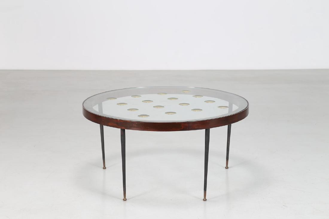 CRISTAL ART TORINO  Tavolino in legno, metallo, ottone, (1 of 6)