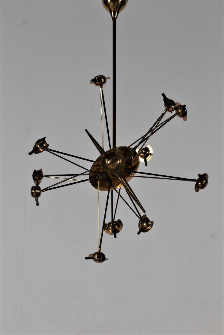 OSCAR TORLASCO Lampadario in ottone e metallo laccato, (1 of 5)