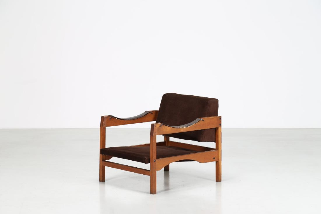 MANIFATTURA ITALIANA  Poltrona in teak e cuoio, anni (1 of 7)