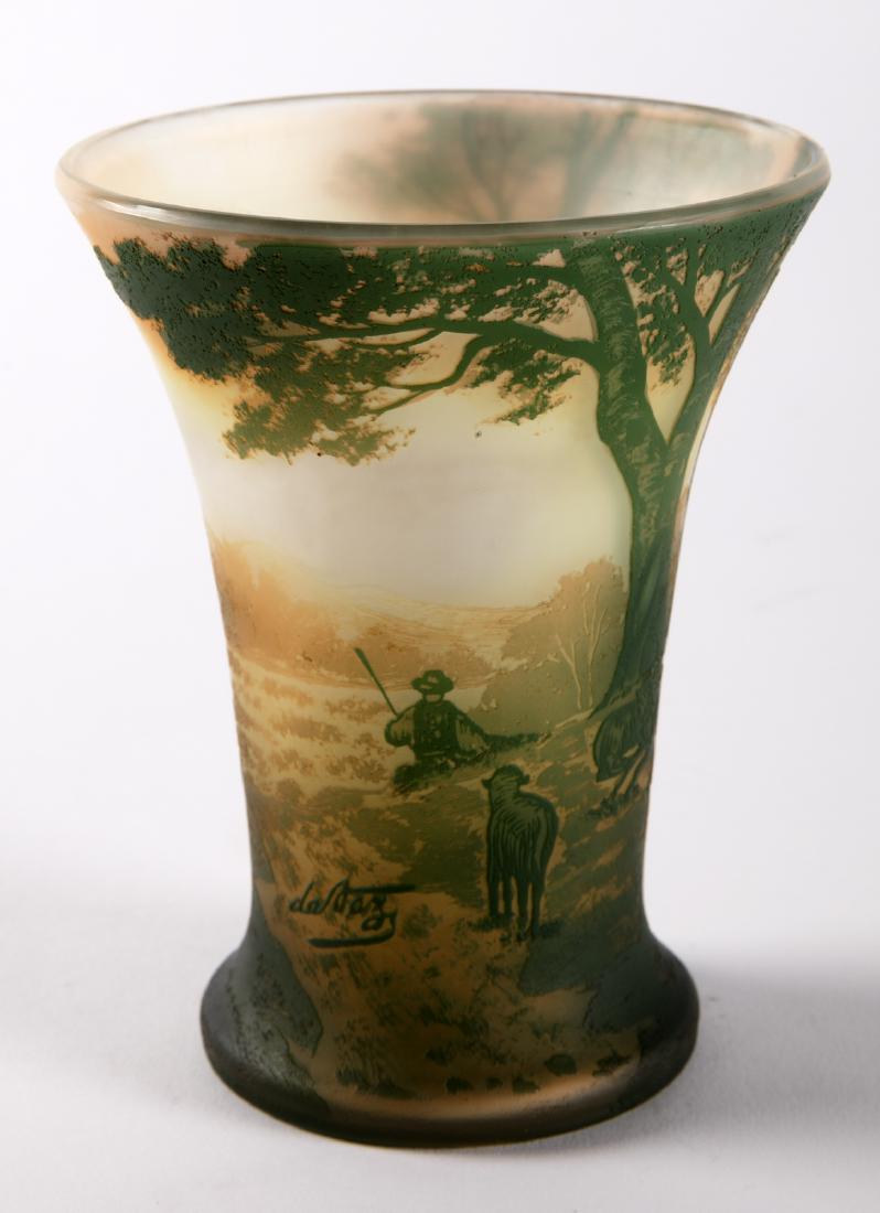 DE VEZ Open-glass vase in double glass, a rare pastoral (1 of 2)