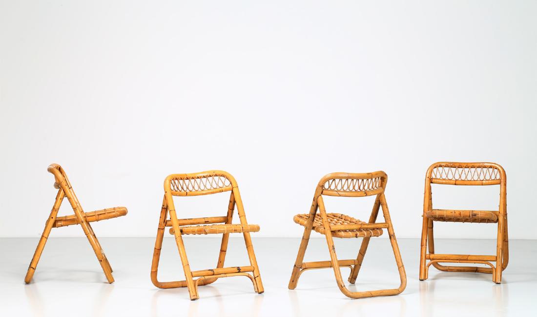 MANIFATTURA ITALIANA  Four folding bamboo chairs, (1 of 7)