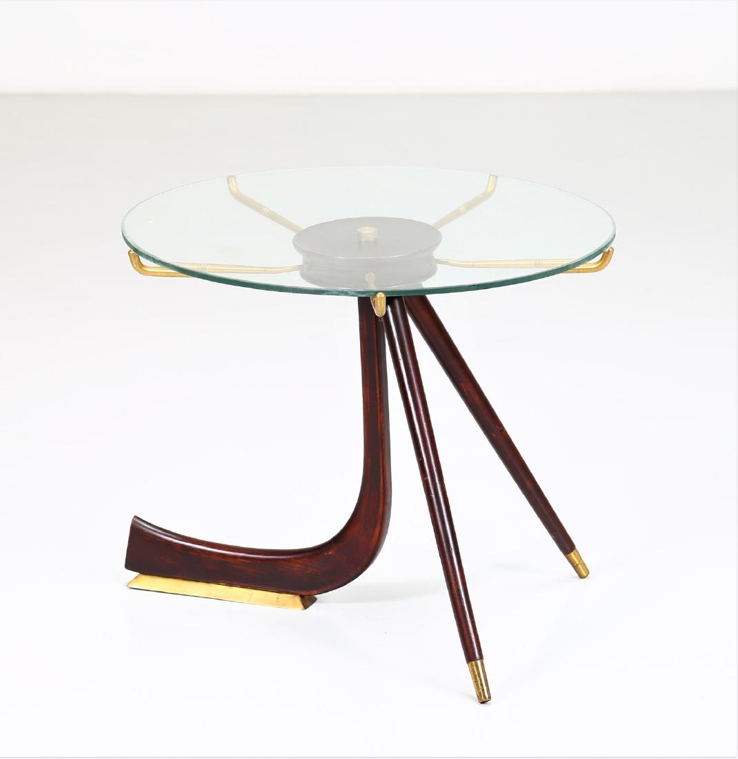 MANIFATTURA ITALIANA  Wood and brass coffee table with (1 of 7)