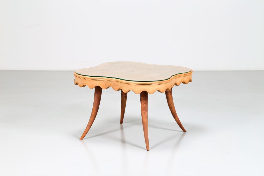 PAOLO BUFFA Maple wood coffee table with glass top, (1 of 4)