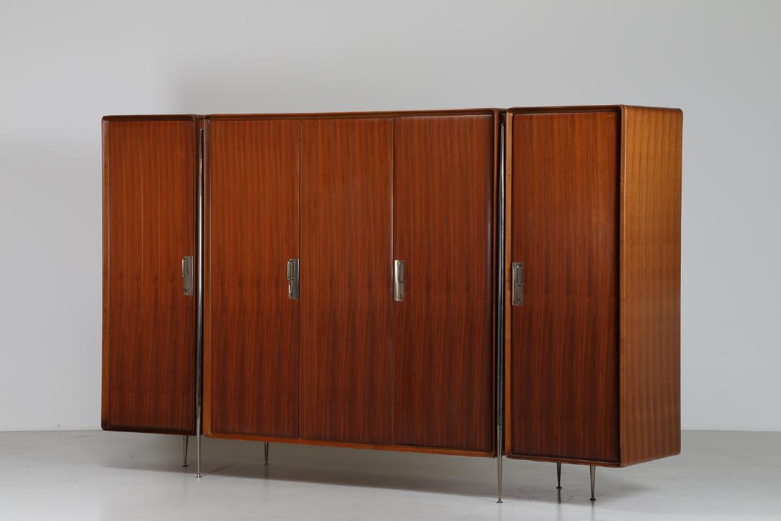 Silvio Cavatorta Five Door Wooden Wardrobe With Mirrors