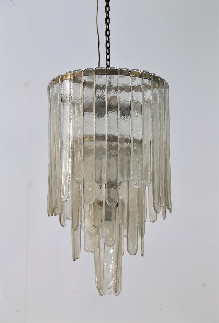 CARLO NASON Ceiling light in worked glass and brass, (1 of 3)